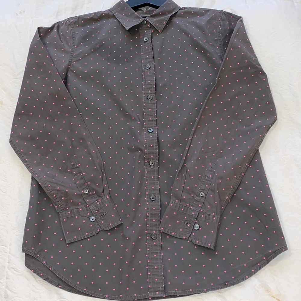 Banana Republic Gray and Pink Cotton Button Down Size Medi…